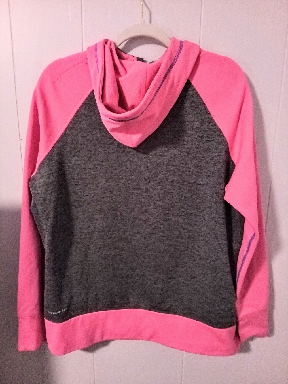 NIKE Women's Gray & Pink Zip Hoodie with Blue Logo - Picture 3 of 3